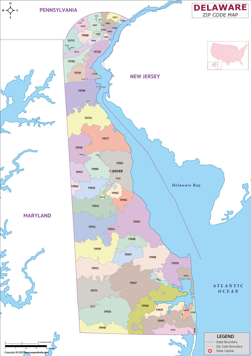 Delaware zip code map