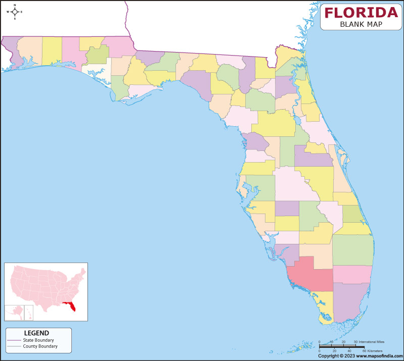 Blank Outline Map of Florida