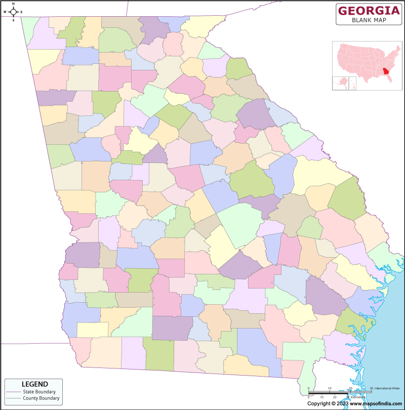 Blank Outline Map of Georgia