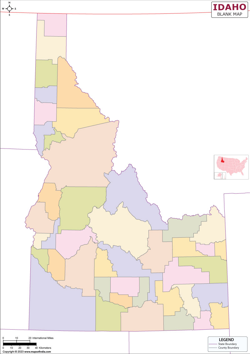 Blank Outline Map of Idaho