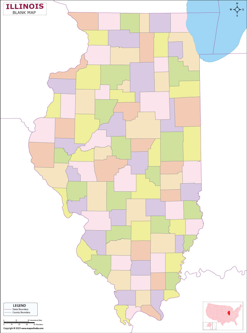 Blank Outline Map of Illinois