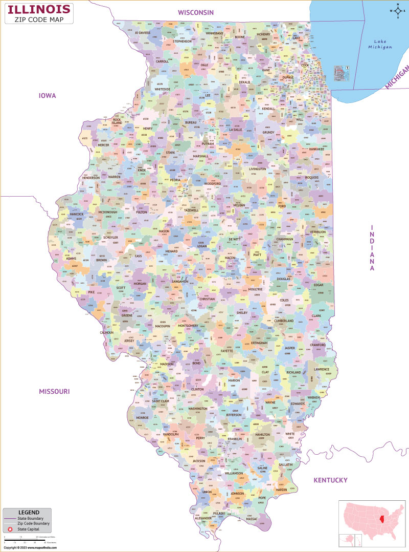 Illinois zip code map