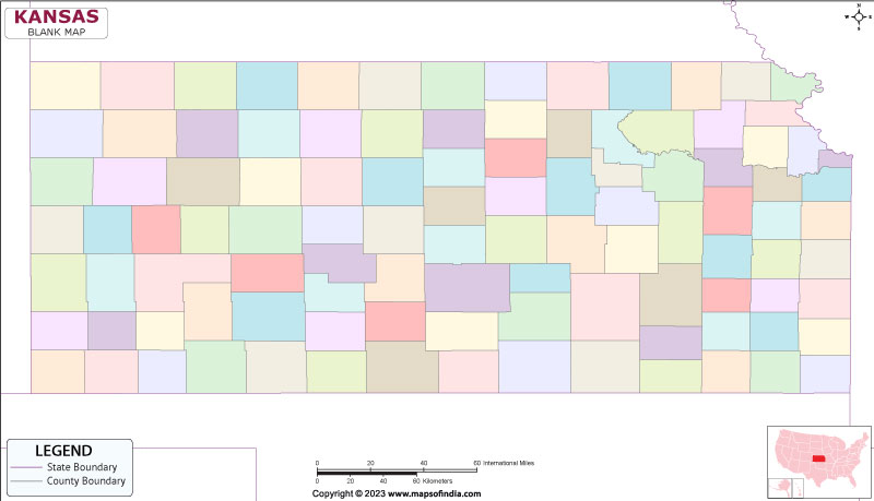 Blank Outline Map of Kansas