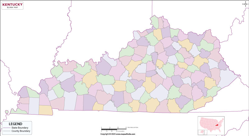 Blank Outline Map of Kentucky