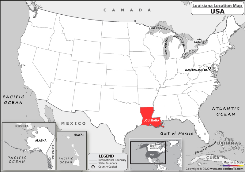 Where is Louisiana Located in USA?  Louisiana Location Map in the United  States (US)