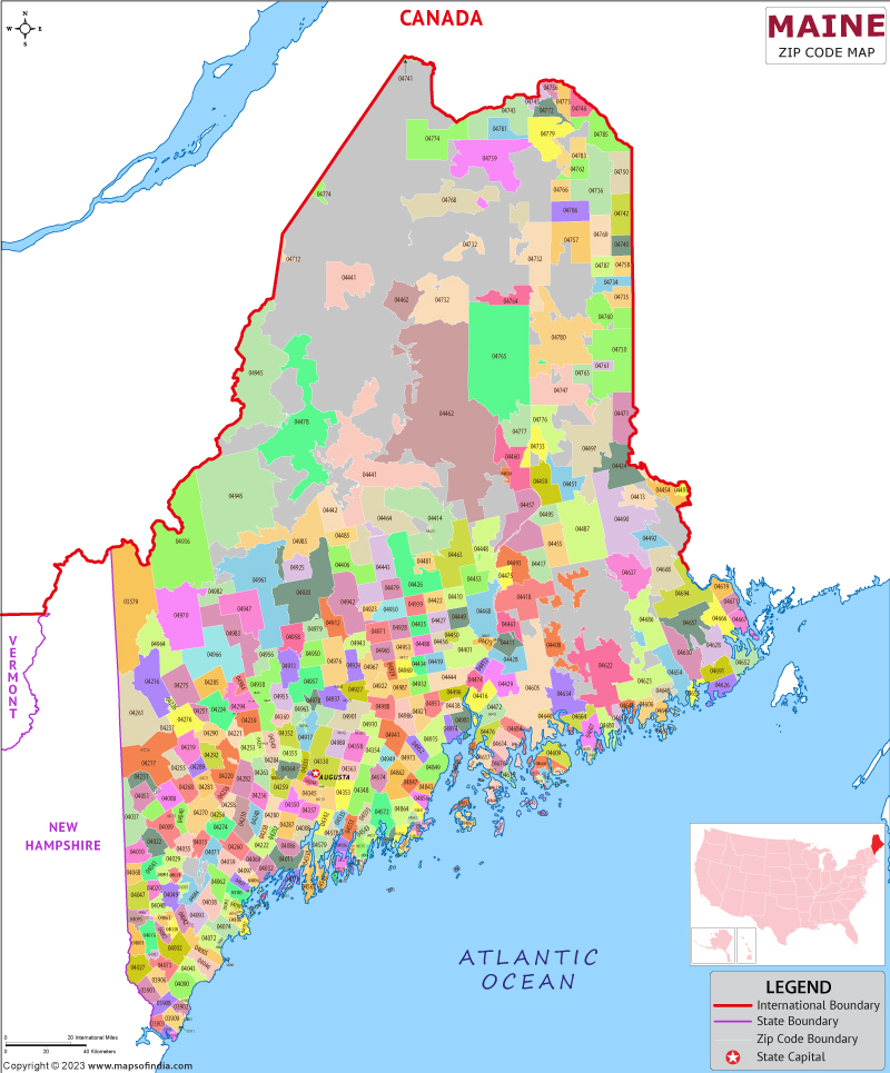 Maine zip code map