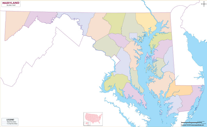 Blank Outline Map of Maryland