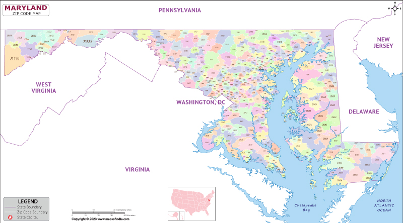 Maryland zip code map