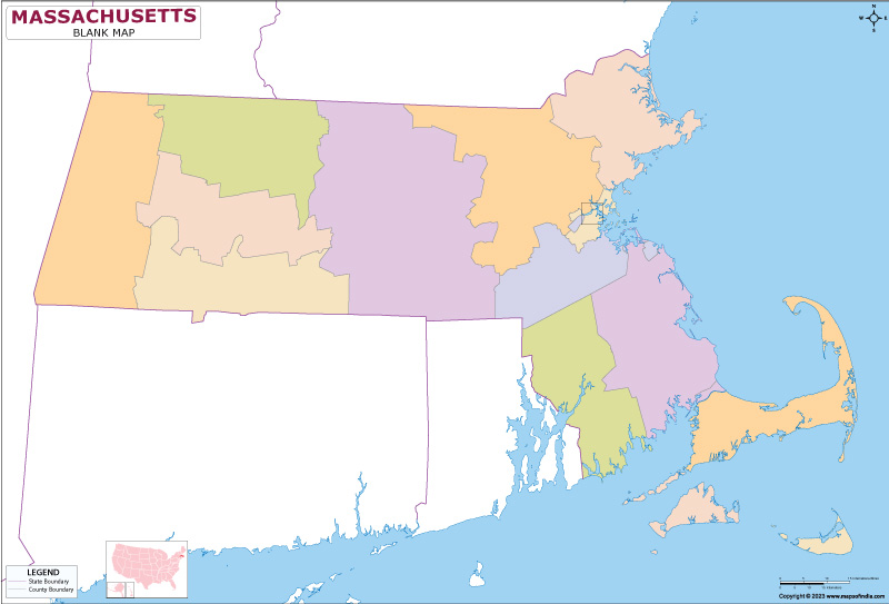 Blank Outline Map of Massachusetts