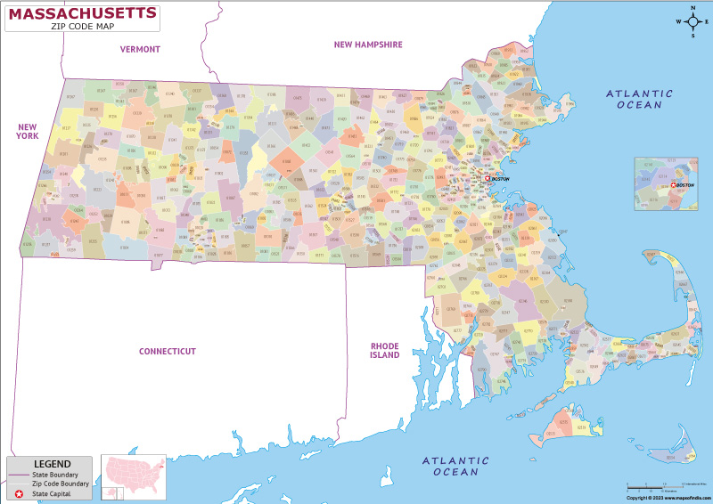 Massachusetts zip code map