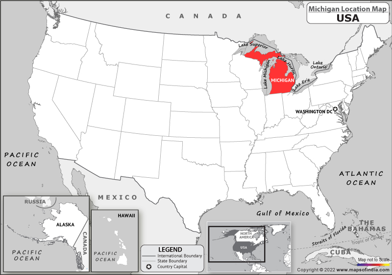 Where is Michigan Located in USA?  Michigan Location Map in the United  States (US)