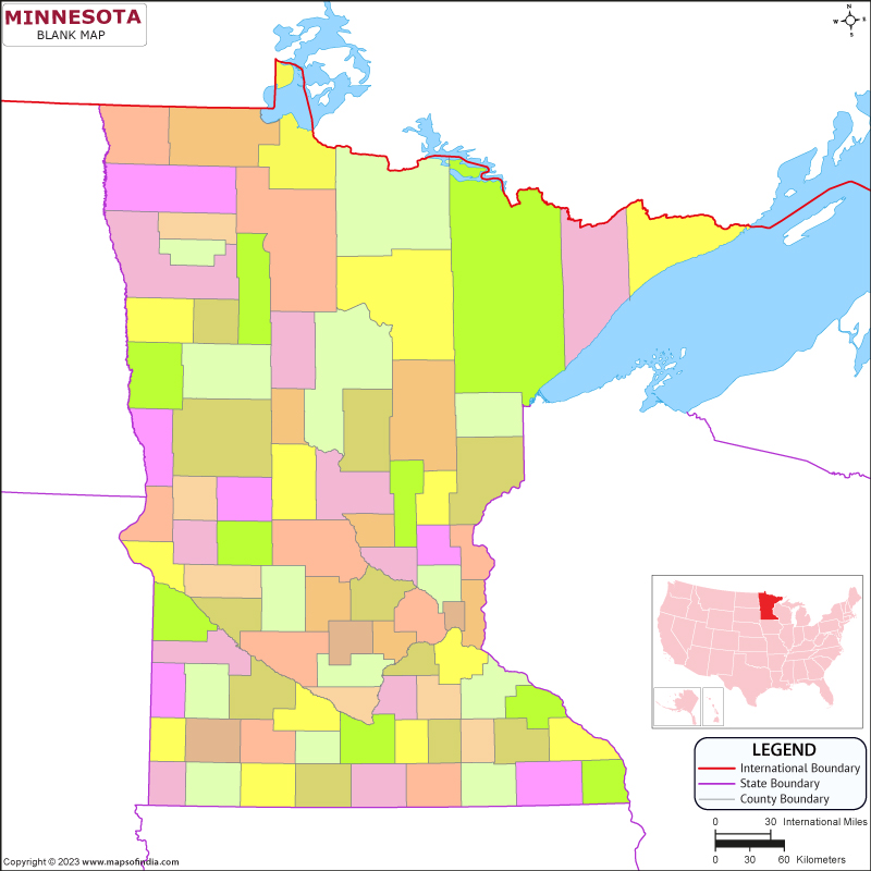 Blank Outline Map of Minnesota