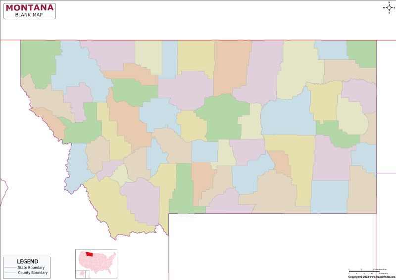 Blank Outline Map of Montana