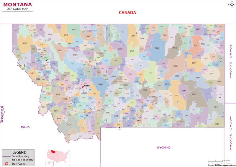 Montana zip code map