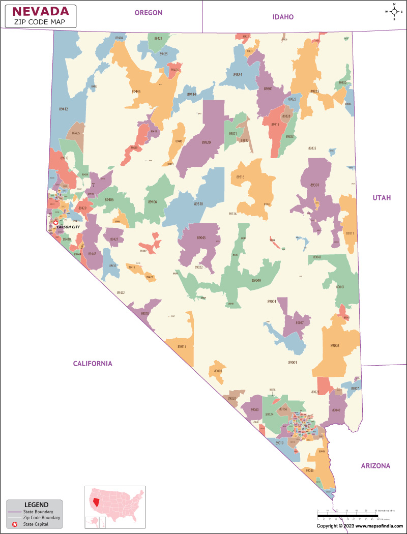 Nevada zip code map