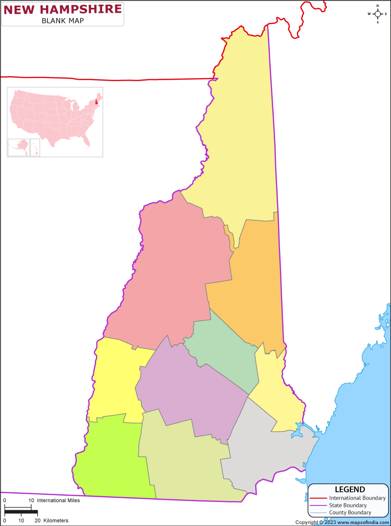 Blank Outline Map of New Hampshire