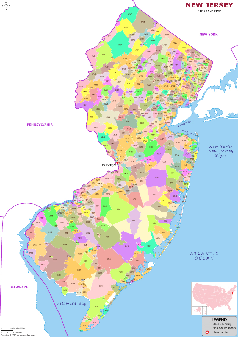New Jersey zip code map