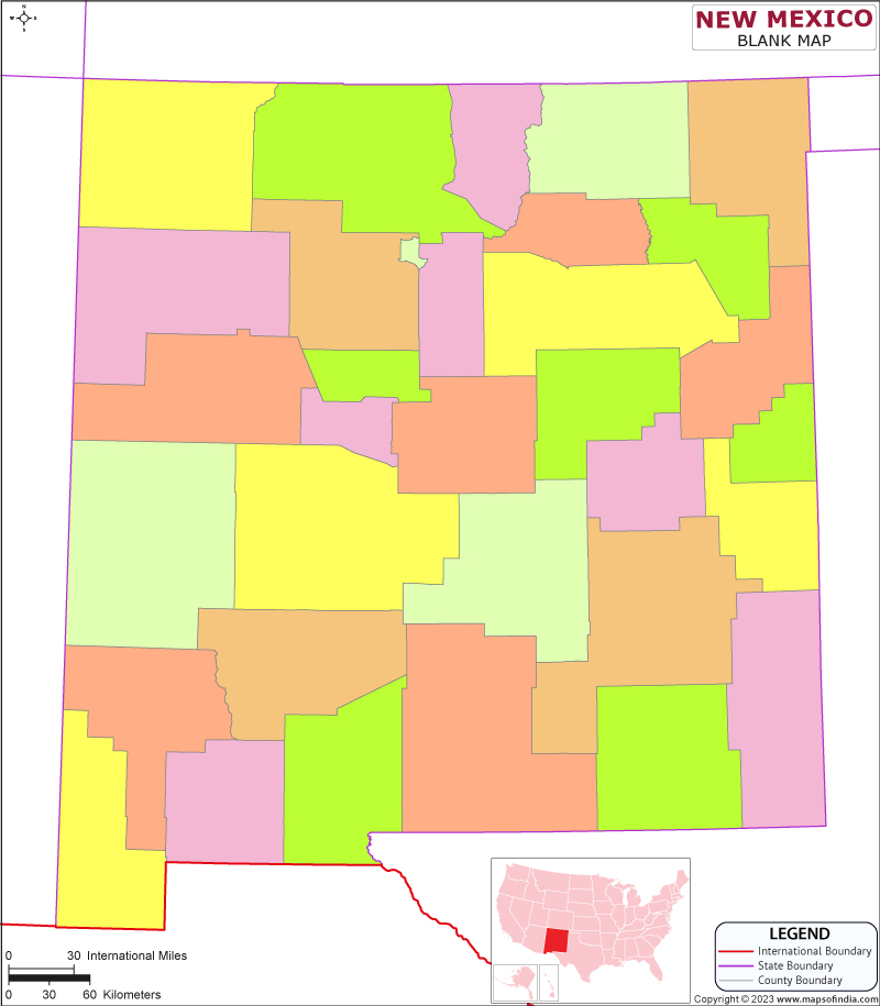 Blank Outline Map of New Mexico