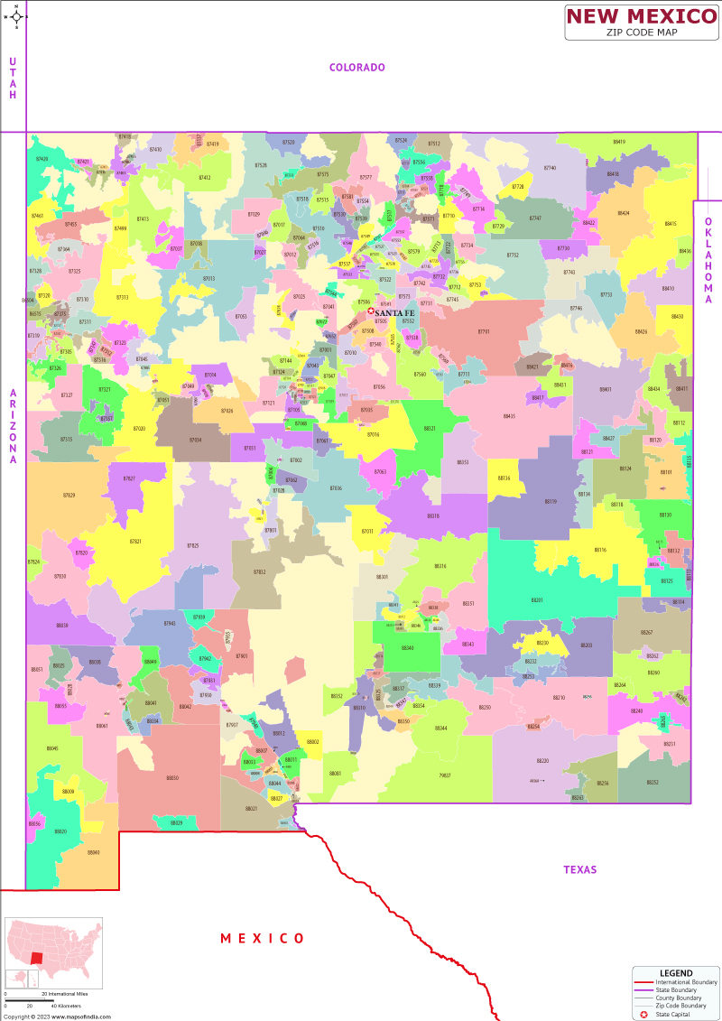 New Mexico zip code map