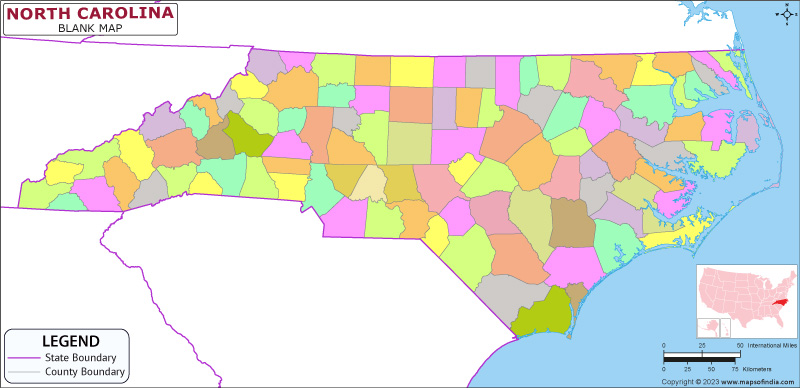 Blank Outline Map of North Carolina