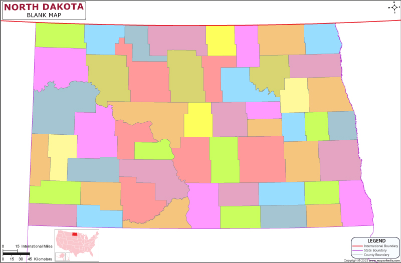 Blank Outline Map of North Dakota