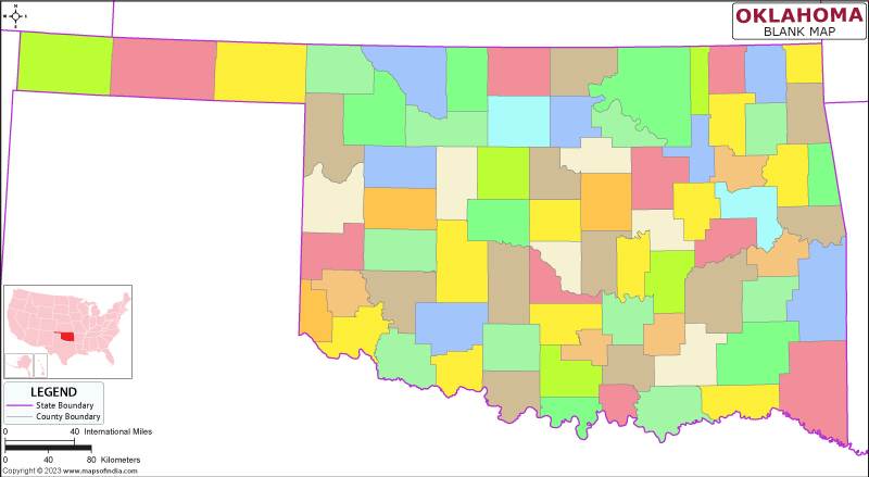 Blank Outline Map of Oklahoma
