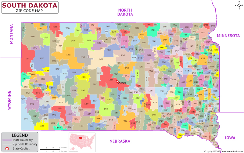 South Dakota zip code map