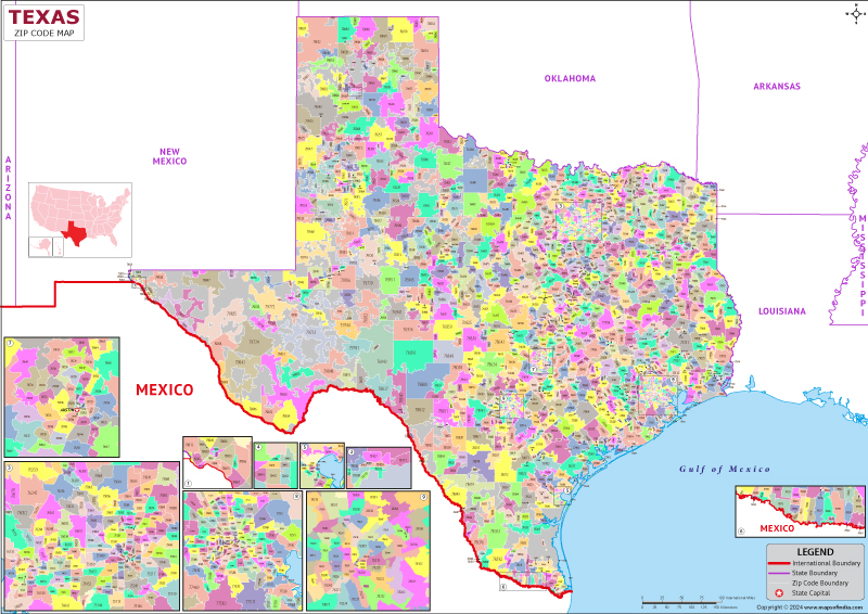 Texas zip code map