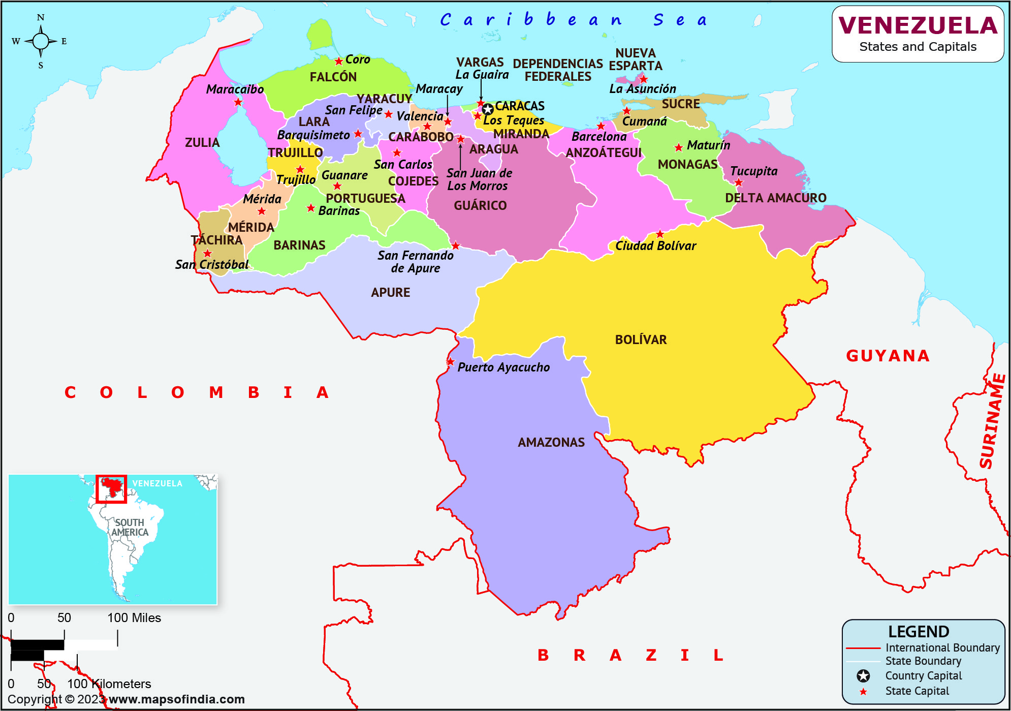 Venezuela Regions And Capitals List And Map List Of Regions And 