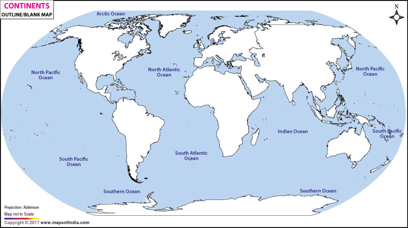 Outline Map of World Continents