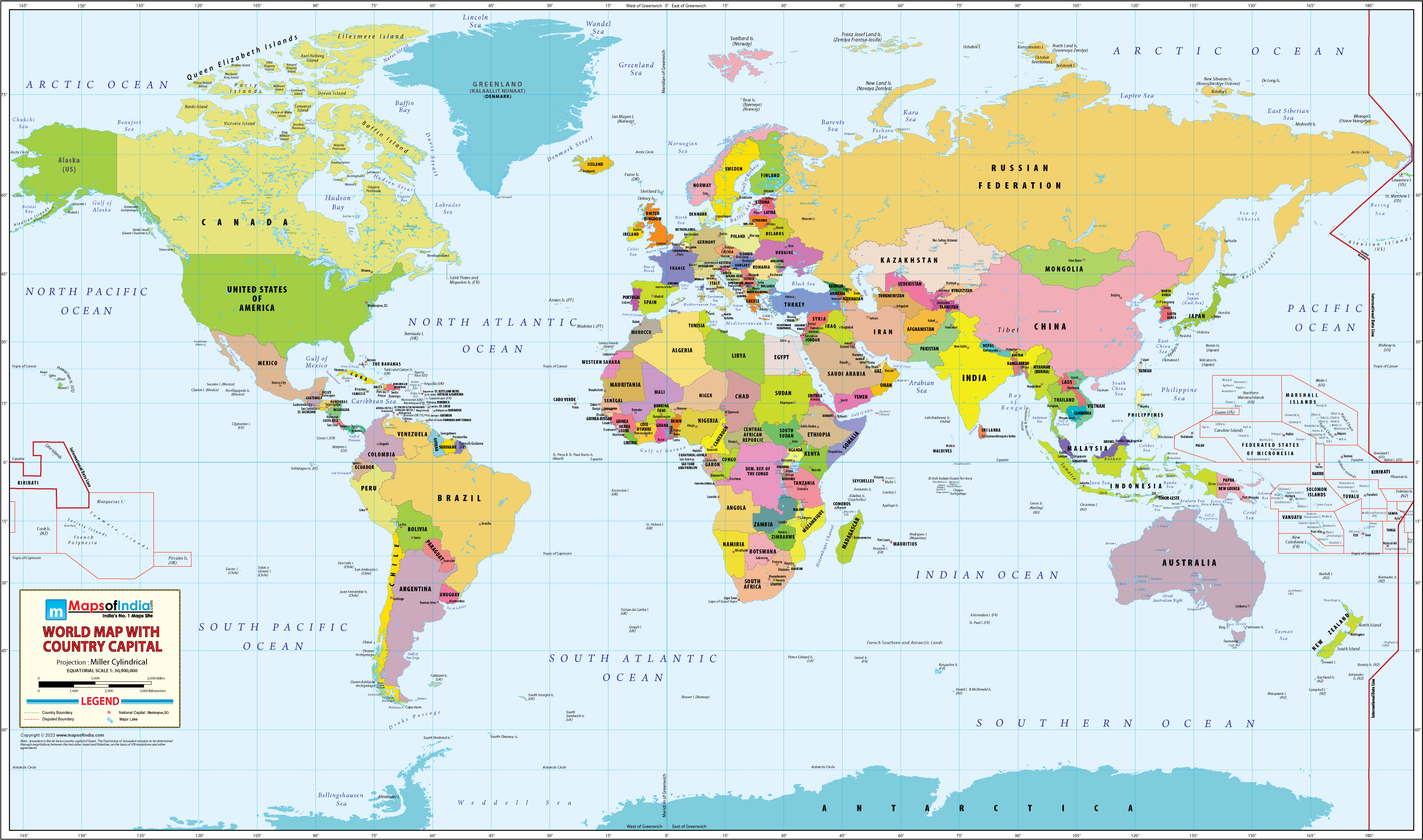 World Map Labeled With Capitals Blank Printable World Map With