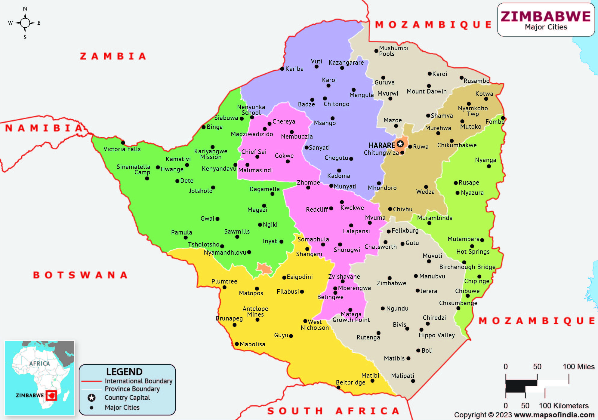 Zimbabwe Major Cities Map List Of Major Cities In Different States Of Zimbabwe Major Cities Map List Of Major Cities In Different States Of
