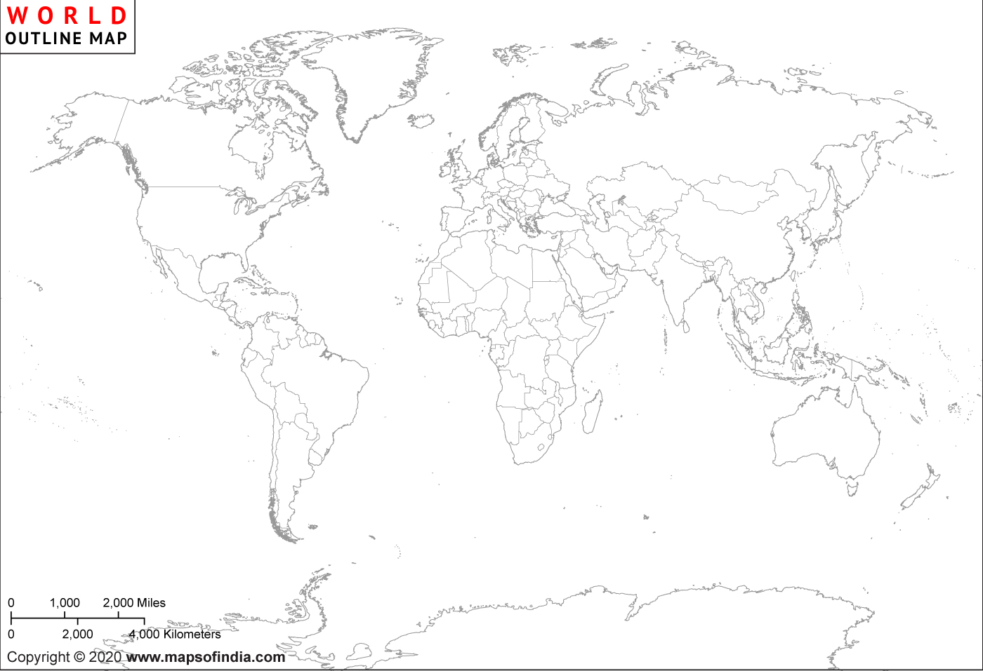 Printable Blank Map Of The World Pdf