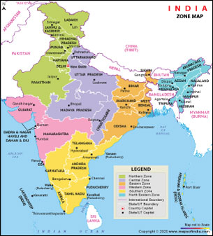 map of northern india Zonal Maps Of India India Zonal Map map of northern india